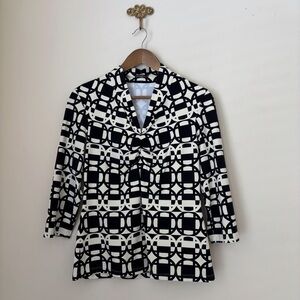 J. McLaughlin Geometric Print Ruched V Neck Top Medium